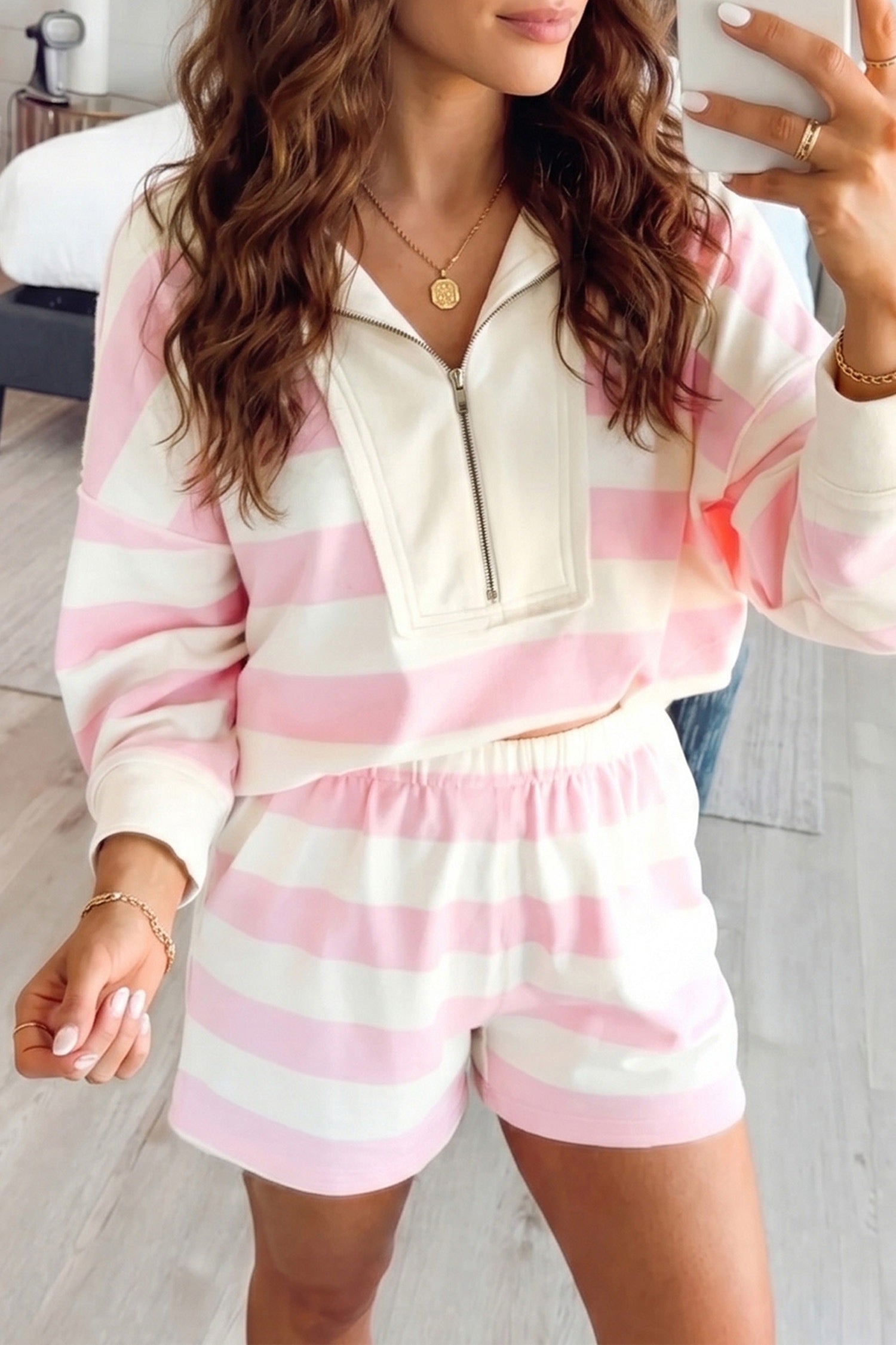 pink stripe short set - PREORDER