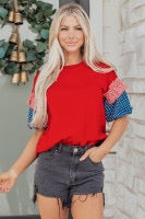 Stars and Stripes puff sleeve top - INSTOCK